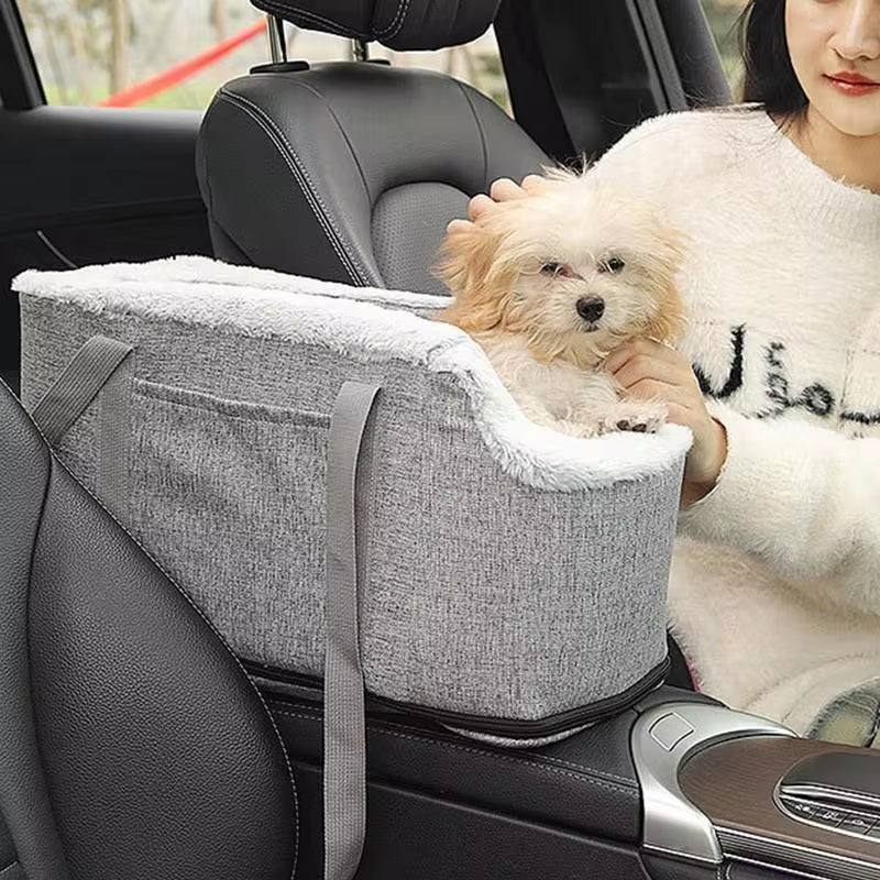 Dog Console Car Seat Travel Bags for Dogs Cats Portable Dog Car Seat Washable Dog Cat Booster Seat on Car Armrest for Dogs Cats