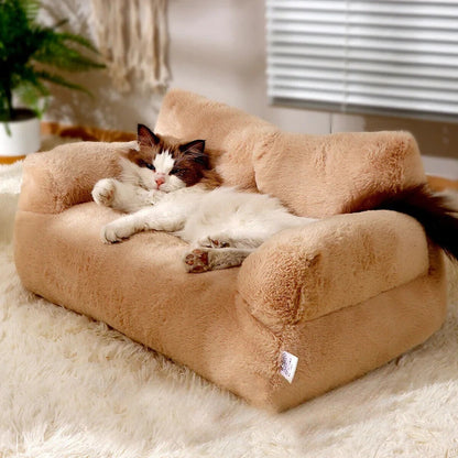 Pet Couch Bed Washable Cat Bed Fluffy Warm Dogs Cats Sofa Litter Non-Slip Kennel