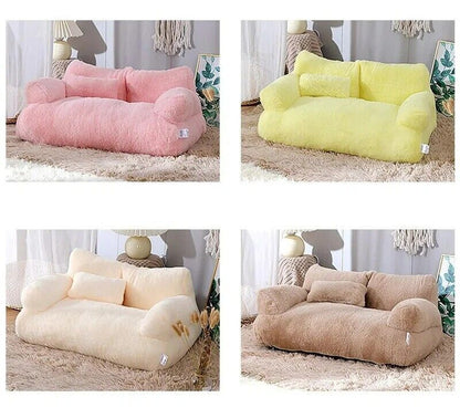 Pet Couch Bed Washable Cat Bed Fluffy Warm Dogs Cats Sofa Litter Non-Slip Kennel