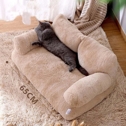 Pet Couch Bed Washable Cat Bed Fluffy Warm Dogs Cats Sofa Litter Non-Slip Kennel